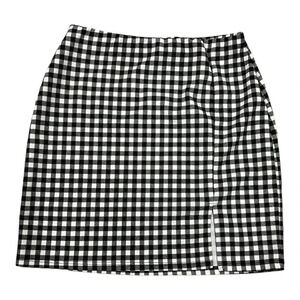 Saints 21 Black Houndstooth Front Slit Bandage Mini Skirt M